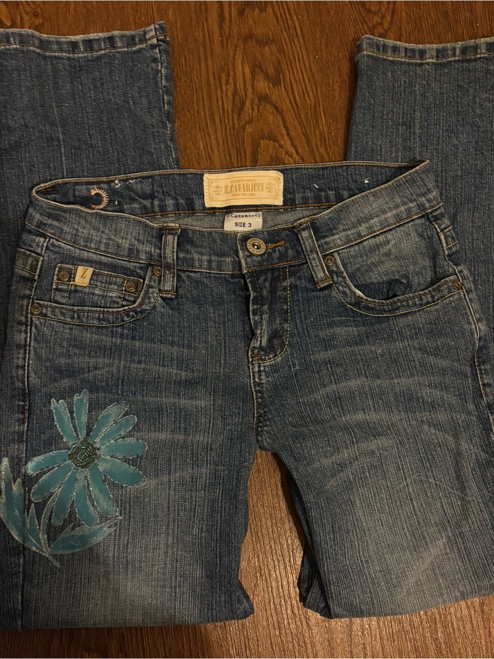 Vintage Blue Floral Embroidered Women’s Jeans